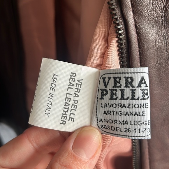 Italian Brown Leather Zip Up Jacket Made‎ by  CURGÈ Woman size 2XL EU 58 NWT W5 - Picture 7 of 8